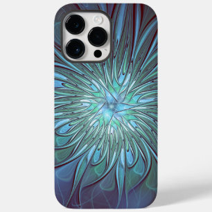 Arte Fractal de Flor Azul Moderno, Abstrato Trendy