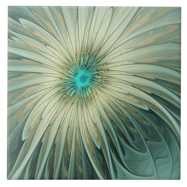 Arte fractal de flor de fantasia em verde sage abs (Frente)