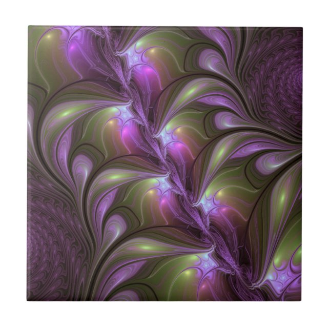 Arte Fractal de Khaki, Abstrato violeta e colorida (Frente)