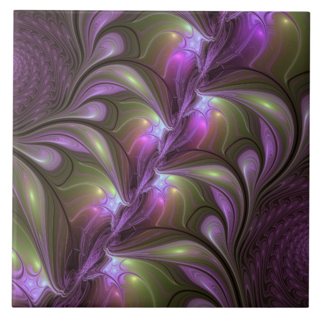 Arte Fractal de Khaki, Abstrato violeta e colorida (Frente)