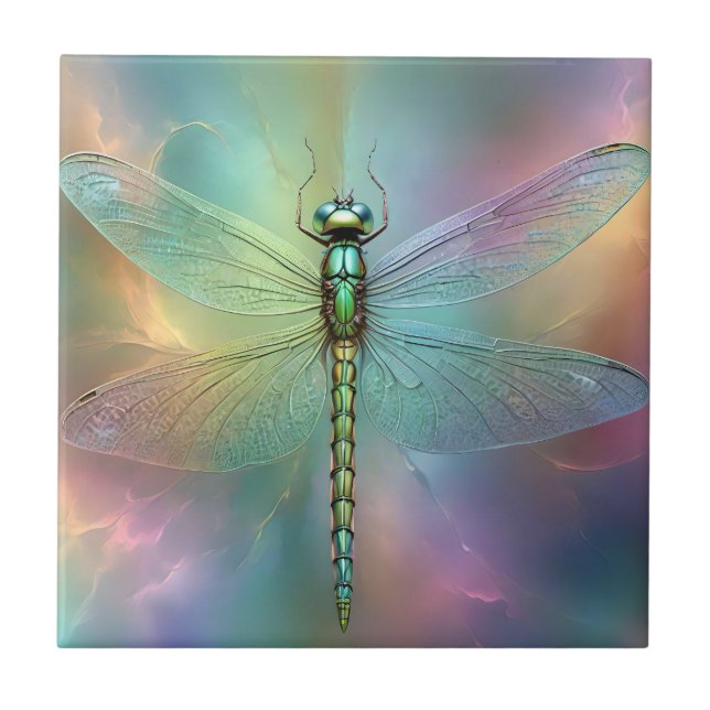 Arte Fractal de Libélula Pastel Elegante, (Frente)