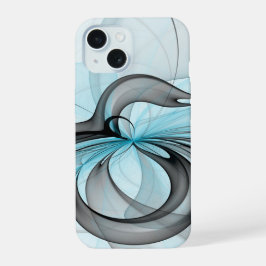 Arte Fractal Moderna Abstrata Antracite Cinza Azul