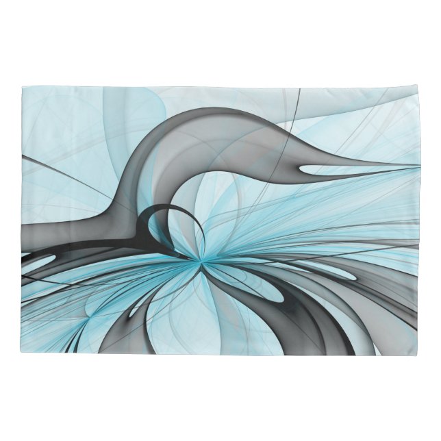Arte Fractal Moderna Abstrata Antracite Cinza Azul (Verso)