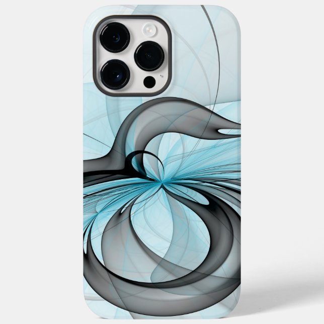 Arte Fractal Moderna Azul Cinza Antracito Abstrato (Verso)