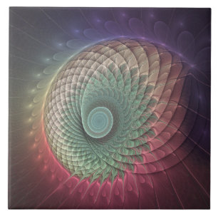Arte fractal moderna colorida caracol abstrato