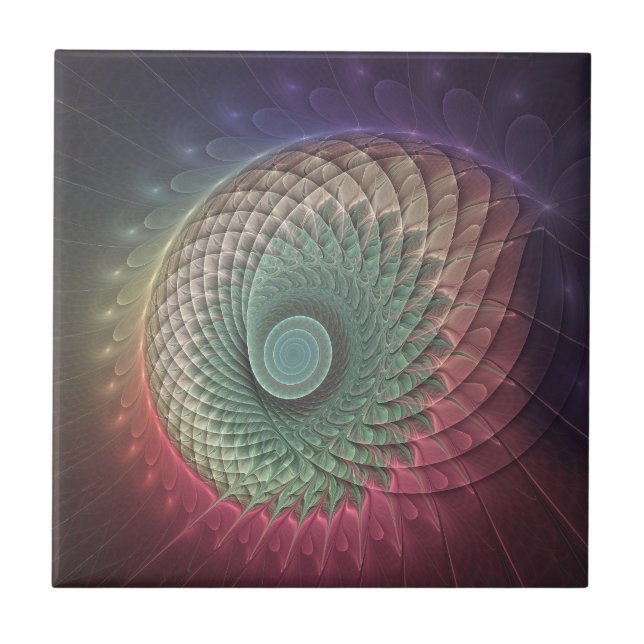 Arte Fractal Moderna Colorida Caracol Abstrato (Frente)
