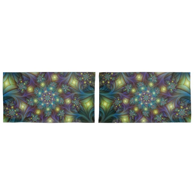 Arte Fractal Roxa Roxa Abstrato brilhante iluminad (Frente - conjunto)