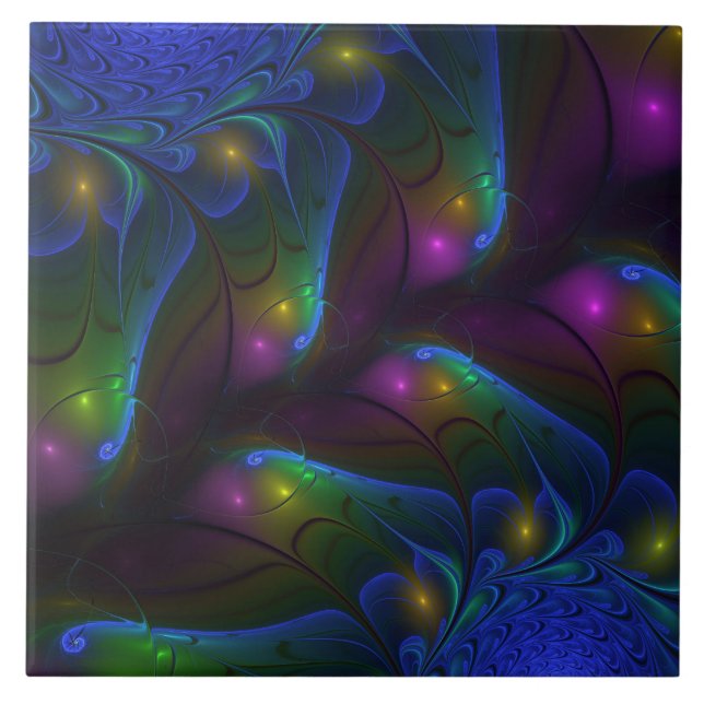 Arte Fractal Trippy Moderna Abstrata Luminosa Colo (Frente)