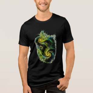 Arte fractal vívida em verde, azul e amarelo