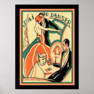 Arte Francesa Deco "J'ai Vu Danser" Poster 12x16