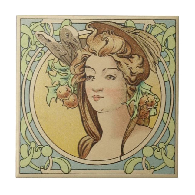 Arte francesa Nouveau da mulher do vintage (Frente)