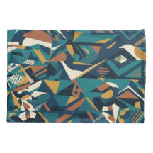 Arte Geométrica Abstrata Moderna - Laranja Teal Re