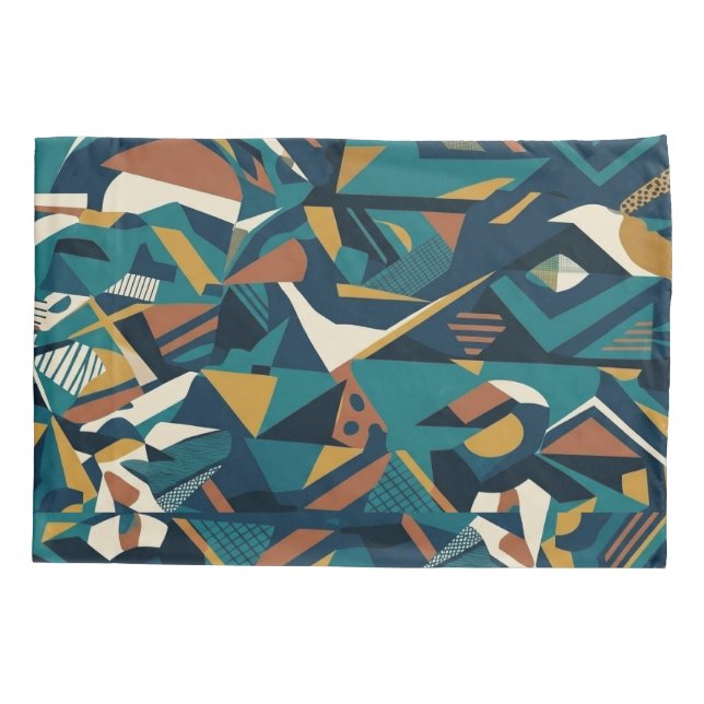 Arte Geométrica Abstrata Moderna - Laranja Teal Re (Verso)