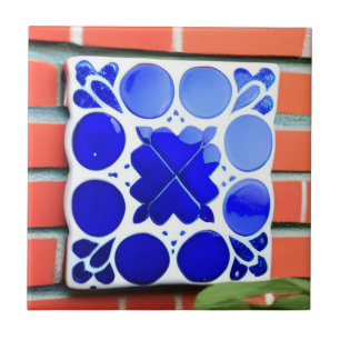 Arte geométrica do índigo branco azul Azulejos
