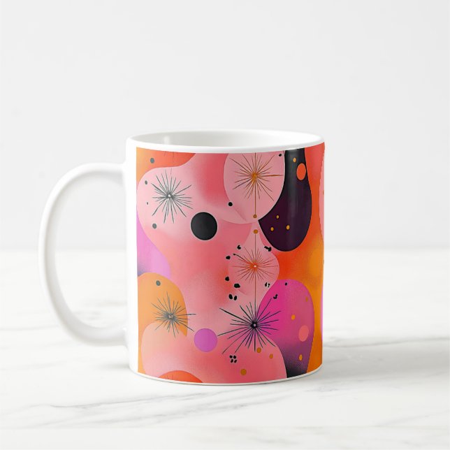 Arte geométrica em arco. Caneca de café retrô vint (Esquerda)