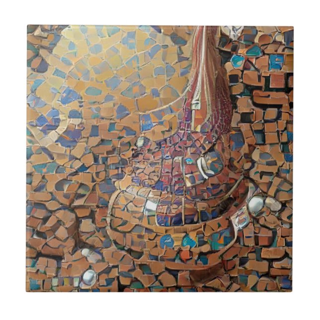 Arte geométrica marrom-amarelo-mosaico marrom marr (Frente)