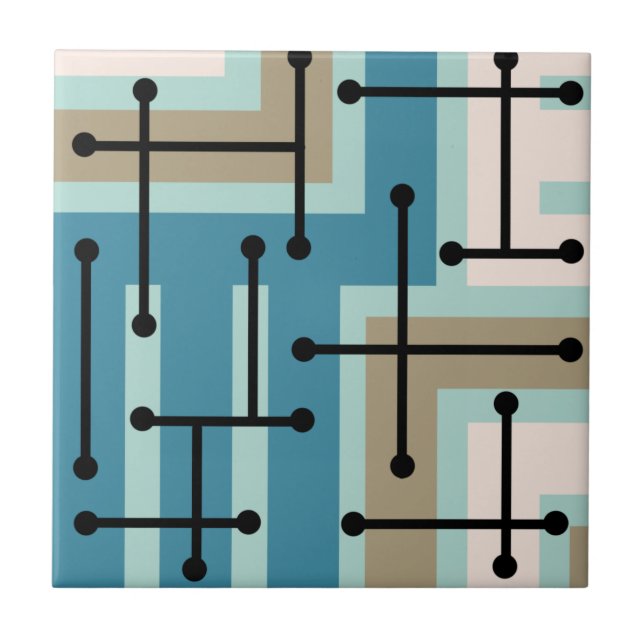 Arte Geométrica Maze Turquoise Dourada (Frente)