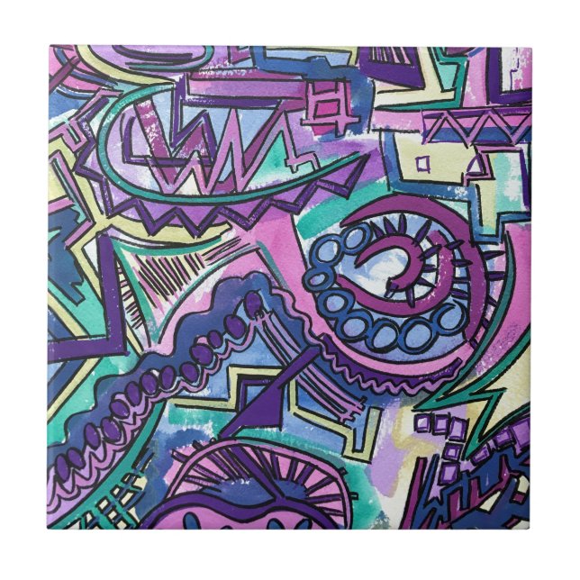 Arte Geométrica Moderna Pintada Pela Mão Livre (Frente)