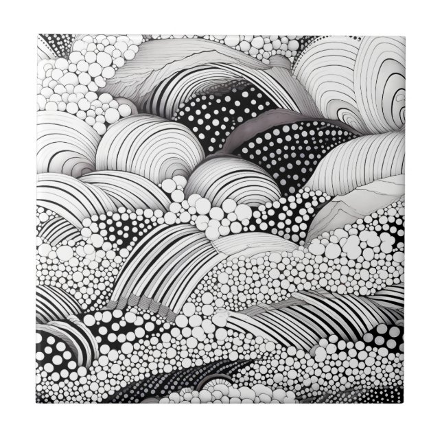 Arte Geométrica Orgânica Monocromática - Preto e B (Frente)