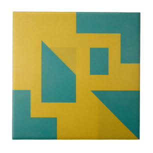 Arte Geométrico Abstrato Amarelo Azul-turquesa Ous