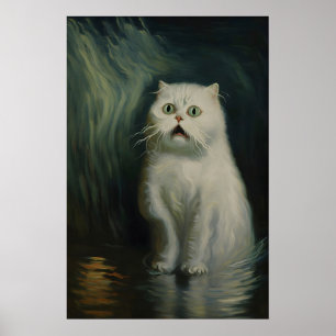Arte Gótico de Gato Assustado Impressão Vampiro Vi