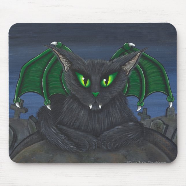 Arte gótico Mousepad da fantasia do gato do (Frente)