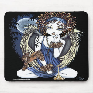 Arte gótico Mousepad do anjo do pássaro do óleo