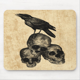Arte gótico Mousepad dos crânios do corvo das