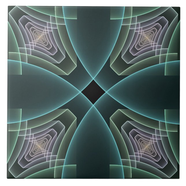 Arte Gráfica Geométrica Fractal Azul Moderno (Frente)