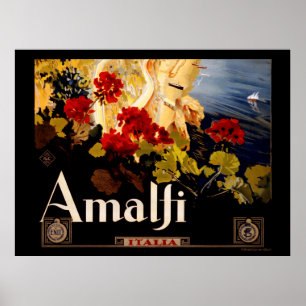 Arte Gráfico de Poster de Viagem Vintage Amalfi It