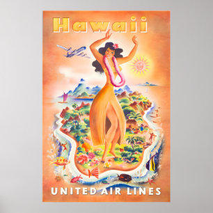 Arte Havaiana Impressão do Havaí Cartaz de Viagens