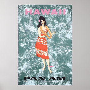 Arte Havaiana Impressão Havaí Cartaz de Viagem Pan