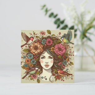 Arte Impressão Card Birds Song In Fall