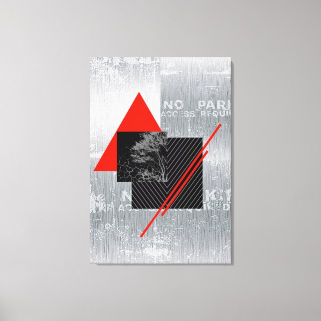 Arte impressão de de cinza vermelha, preta, preta  (Frente)