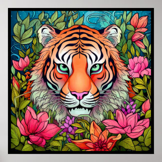 Arte Incrível do Tigre na Poster da Selva