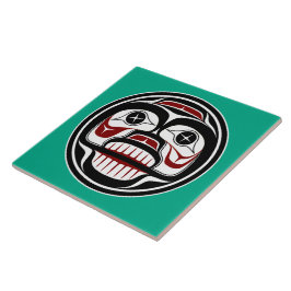 Arte Indígena Americana Vermelho Preto Verde Crâni