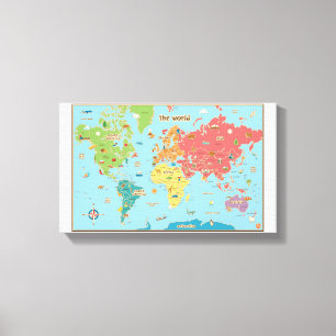 Arte interativa da parede das canvas do mapa do