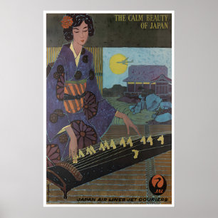 Arte Japonês Japão Cartaz de Viagem JAL Impressão