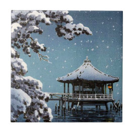 Arte japonesa oriental legal da cena do inverno do