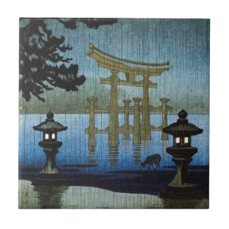 Arte japonesa Ukiyo-e de Woodblock da chuva da