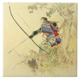 Arte japonesa - um samurai com um Longbow e as