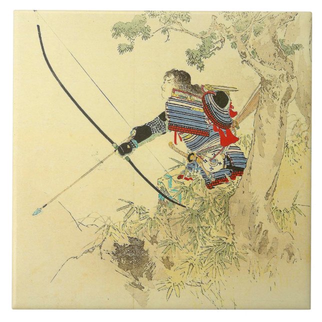 Arte japonesa - um samurai com um Longbow e as (Frente)