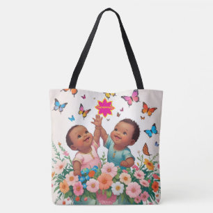 Arte Joyful Tote Bag-Cute Butterfly e Flores