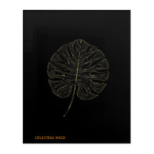 Arte Linear de Folha de Monstera em Acrílico Luxo