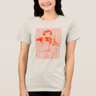Arte linear floral minimalista com plantas laranja