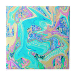 Arte Líquida Azul Retro Aqua em Hortênsias Abstrat