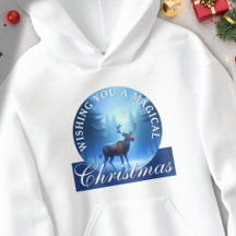 Arte Mágica de Natal com Rena na Floresta Nevada