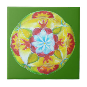 Arte Mandala Foto Personalizada em Azulejo