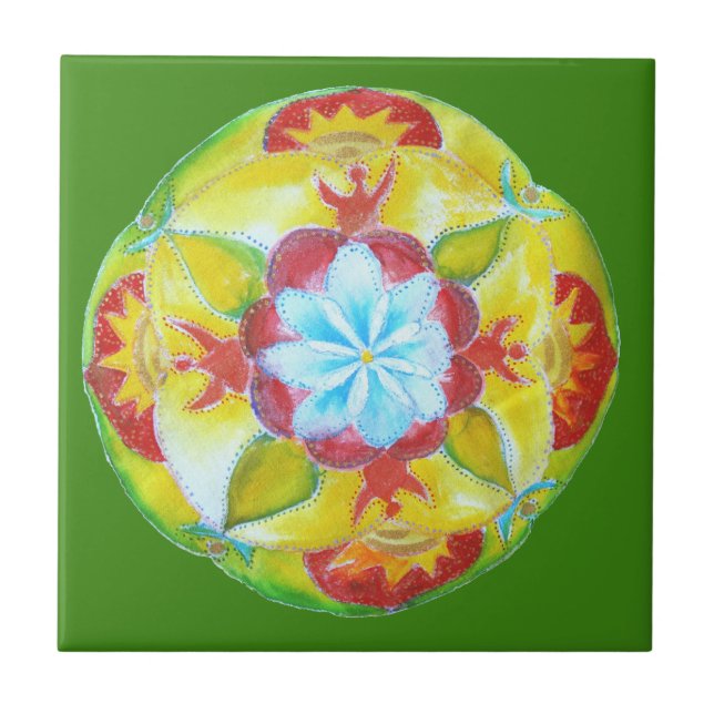 Arte Mandala Foto Personalizada em Azulejo (Frente)