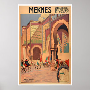 Arte Meknes Marrocos Cartaz Impressão Viagem Marro